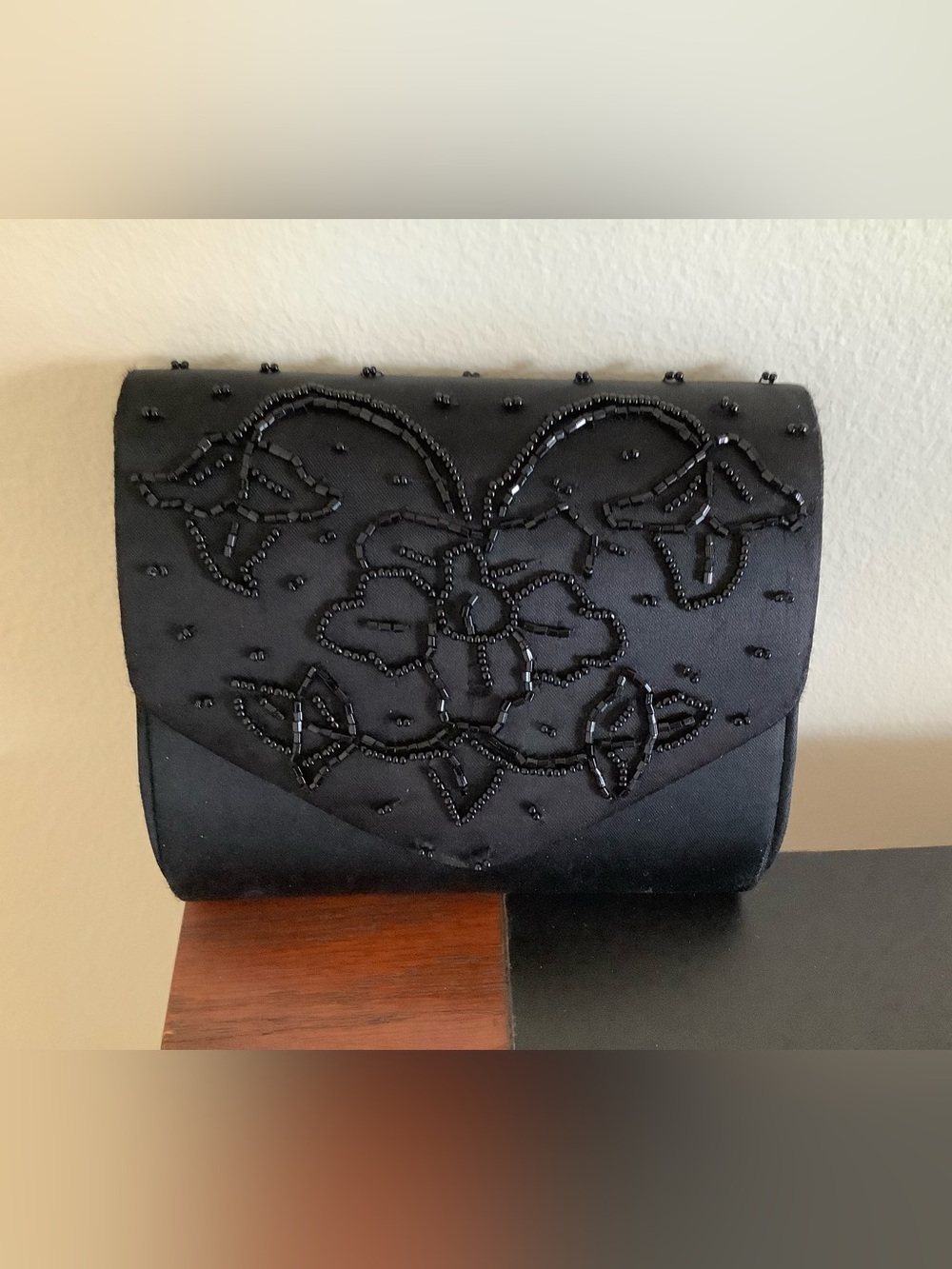 Elegant Black Beaded Evening Clutch - Women's Formal Bag